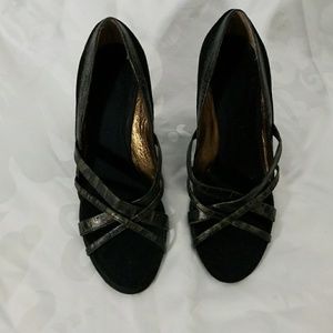 Nine West Studio 9 Black Open Toe Wedge